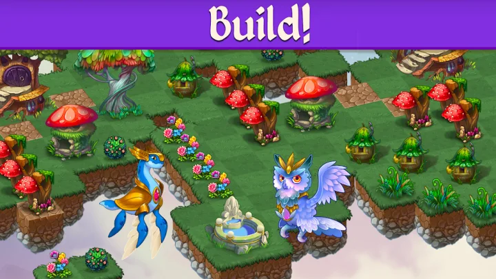 Merge Dragons screenshot: building up a healed valley